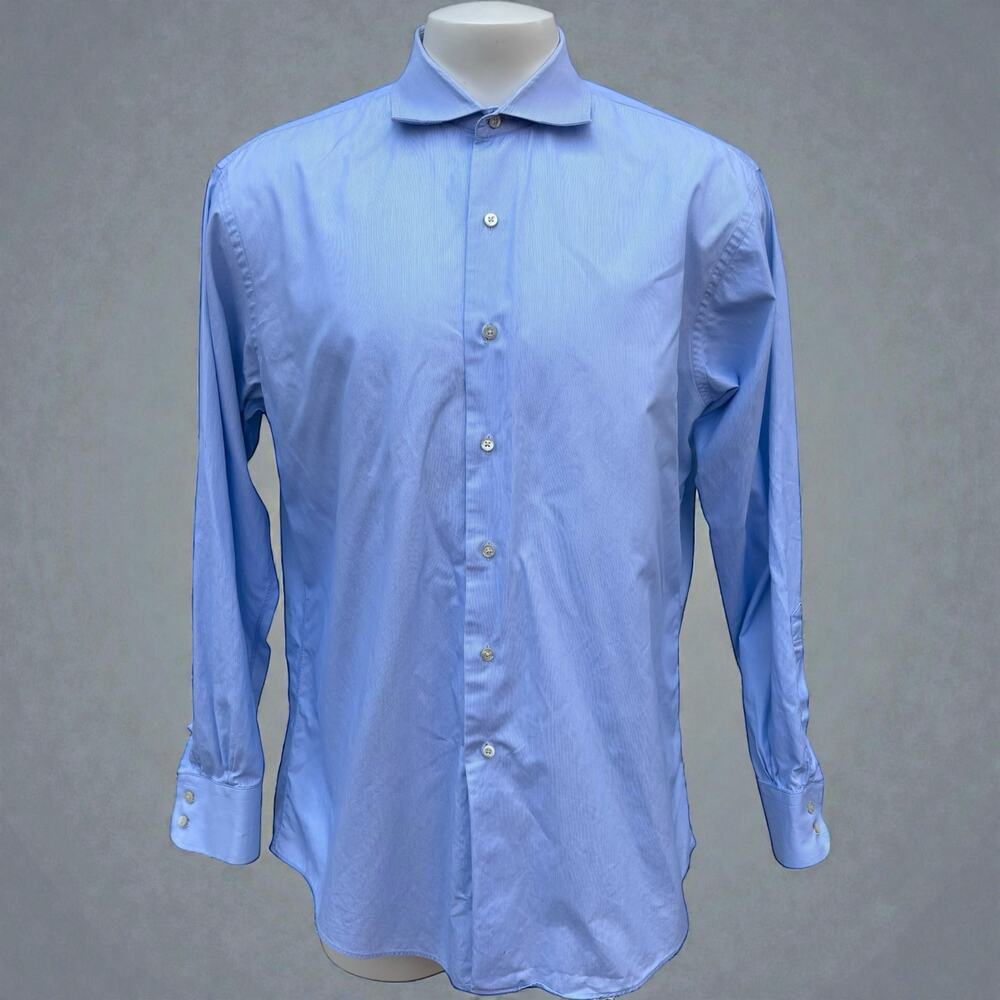 VTG Brooks Brothers‎ Collared Shirt 17-35 Regent Blue Striped Golden Fleece USA